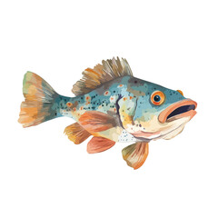 Fototapeta premium Watercolorstyle illustration of a colorful fish with detailed scales and fins