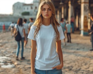 T-shirt mockup in the environment.