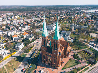 Aerial View of Catholic Basilica of Saint Anthony in Rybnik, Poland.