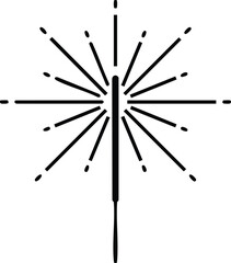 Sparkler firework icon with radiating lines vector illustration for celebrations and holidays 