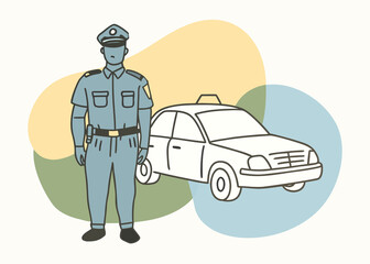 police officer with a car