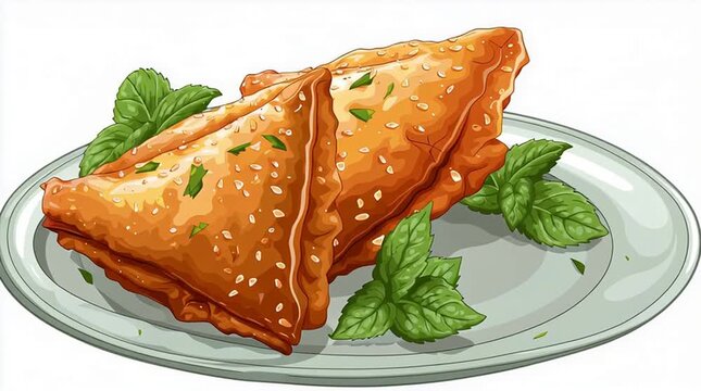 Delicious Indian Samosa Snack Illustration