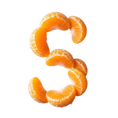 Mandarin orange letter s isolated on transparent background
