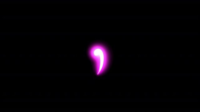 Handwritten Glowing Neon Comma Animation On Alpha