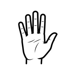 Obraz premium Vector illustration of hand icon showing five fingers hand raise
