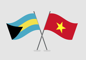 Bahamas and Vietnam vector flags illustration with diplomacy theme