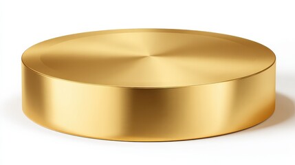 round golden platform empty podium for product presentation isolated on cut out png or transparent background shiny metal gold colored stage display scene show cosmetic production