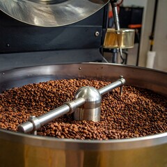 Coffee beans in a roaster