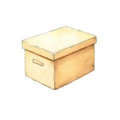 Simple brown cardboard box with lid, cut out