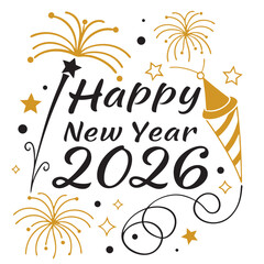 A festive image depicts a "Happy New Year 2026" greeting. 