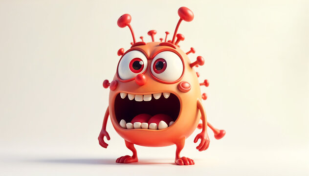 3D viruses and germs on white background