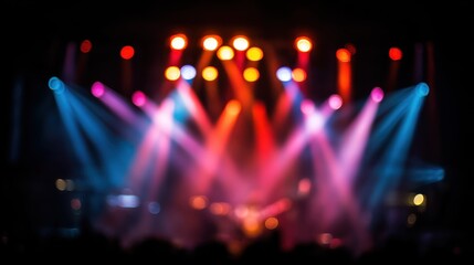 Obraz premium blurry stage lights vibrant colors concert atmosphere