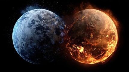 Fototapeta premium celestial opposites ice and fire worlds