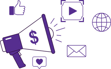 Digital and Social Media Icon colored Vector – Minimalist Online & Networking Symbols