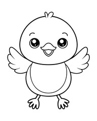 Cute chick with open wings bird baby bird