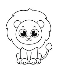Obraz premium Cute young lion illustration animal cartoon