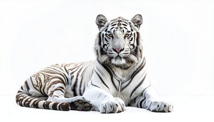 White tiger resting on white background