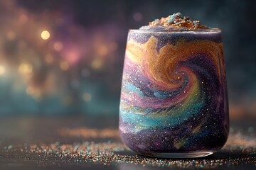 Stunning galaxy dream drink with swirling cosmic colors perfect for imaginative branding and magical moments