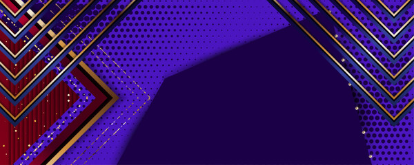 Abstract gold background luxury dark purple noble color plum eggplant and golden line template premium vector
