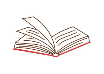 Open book or notebook for reading, doodle hand drawn line icon. Outline drawing open book. Vector illustration