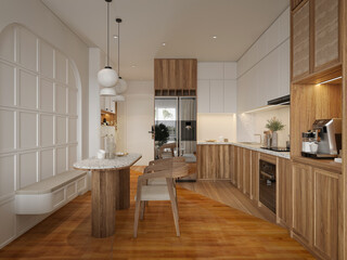 modern kitchen interior 3d render