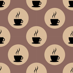Obraz premium Seamless coffee cup and circle pattern