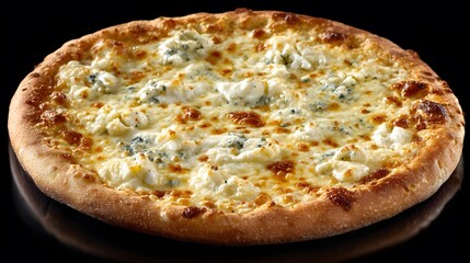Exquisite Gourmet Quattro Formaggi Pizza Showcasing a Golden Crispy Crust and a Luxurious Blend of Four Cheeses on a Pristine Transparent Background
