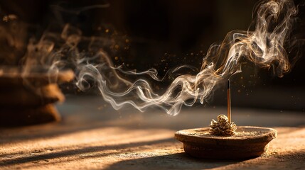 Mystical Incense Ritual of Salvia Apiana with Ethereal Aromatic Swirls in a Sacred Setting
