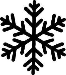 Fototapeta premium Black snowflake symbol with thick branches on transparent background.