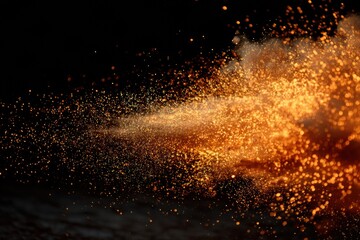 Dynamic glowing sparks flying across dark background