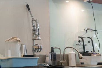 Kitchen Counter with Equipment and Utensils