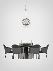 Christmas Dining Rable on white background, 3d render