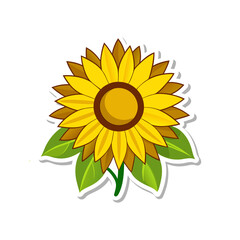 Cartoon Sunflower Sticker Illustration