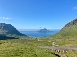 Fototapeta premium Island in the distance, Faroe Islands 