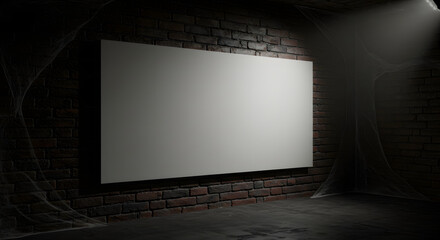 Blank canvas on brick wall, dramatic lighting, perfect for art, design, and creative projects