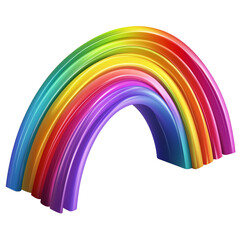 Rainbow Segment Isolated on Transparent Background, Bright Rainbow Segment Clipart, 3D Natural Rainbow Curve Isolated