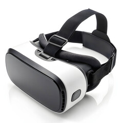 A sleek VR headset isolated on a plain background, designed for immersive virtual reality experiences in gaming, education,