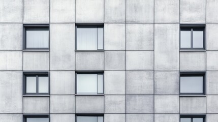 Fototapeta premium Modern building facade concrete tiles and rectangular windows