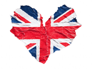 british flag in the shape of a heart, png