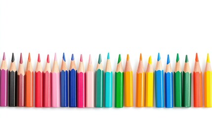 Fototapeta premium Colorful pencils arranged on white background
