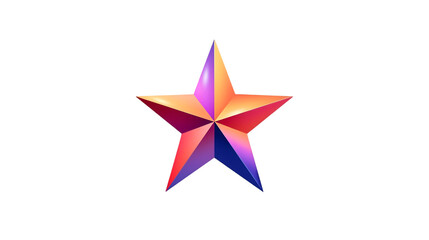 A vibrant geometric five pointed star with a gradient of warm and cool colors against a light background