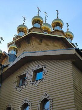 temple, christian temple, golden domes, church in russia, belgorod