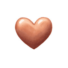 Fototapeta premium Realistic brown heart shape on black background, cut out
