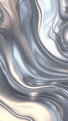 Shiny liquid metal waves create a futuristic abstract background with chrome-like reflective textures.