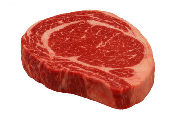 Fototapeta premium Raw rib eye steak with visible marbling isolated on transparent background, perfect for food and restaurant visuals