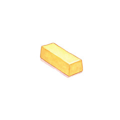 Rectangular butter block on black background isolated, cut out