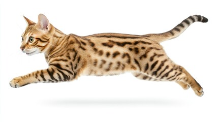 Bengal cat running with speed and grace