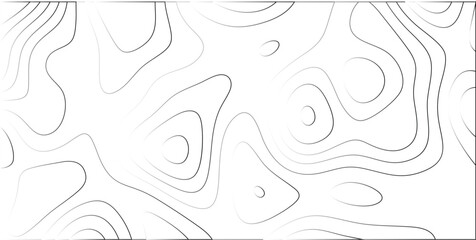 Monochrome Topographic Contour Lines Pattern on White Background with Organic Swirling Shapes and Subtle Depth for Abstract Backgrounds