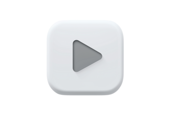 3D Play Button Icon in Minimal White Square Design