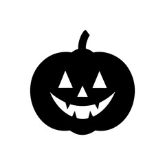 Black halloween pumpkin on transparent background silhouette